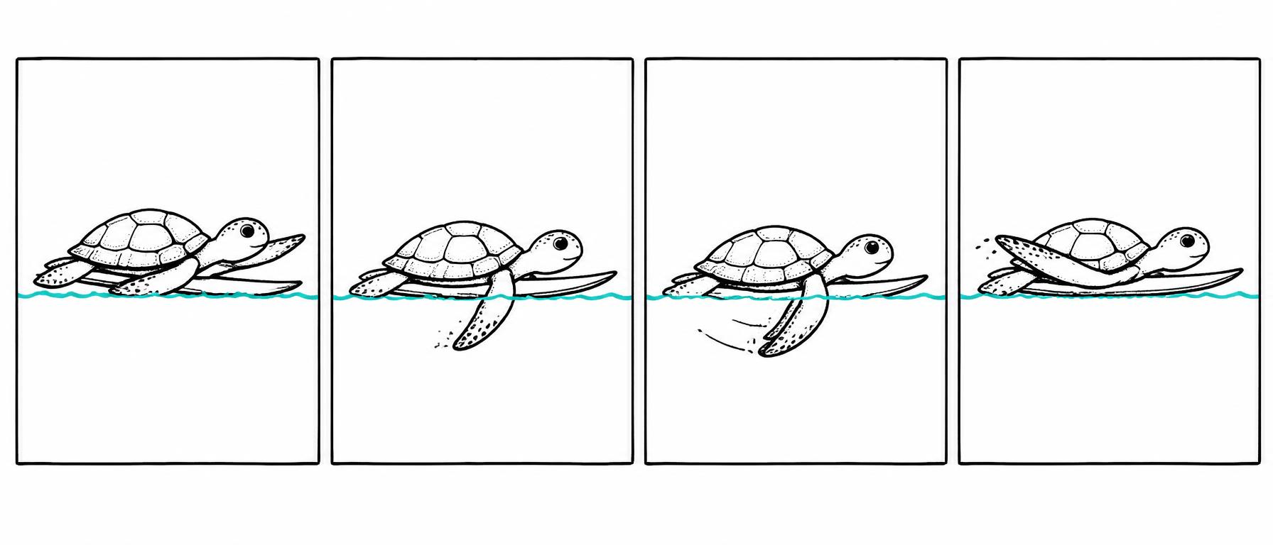 The paddle stroke in four frames: reach, catch, pull, recover.