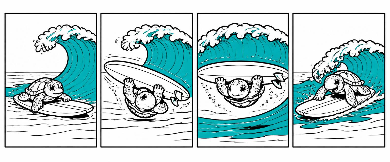 The turtle roll in four frames: grab the rails, flip under, hold on, flip back.